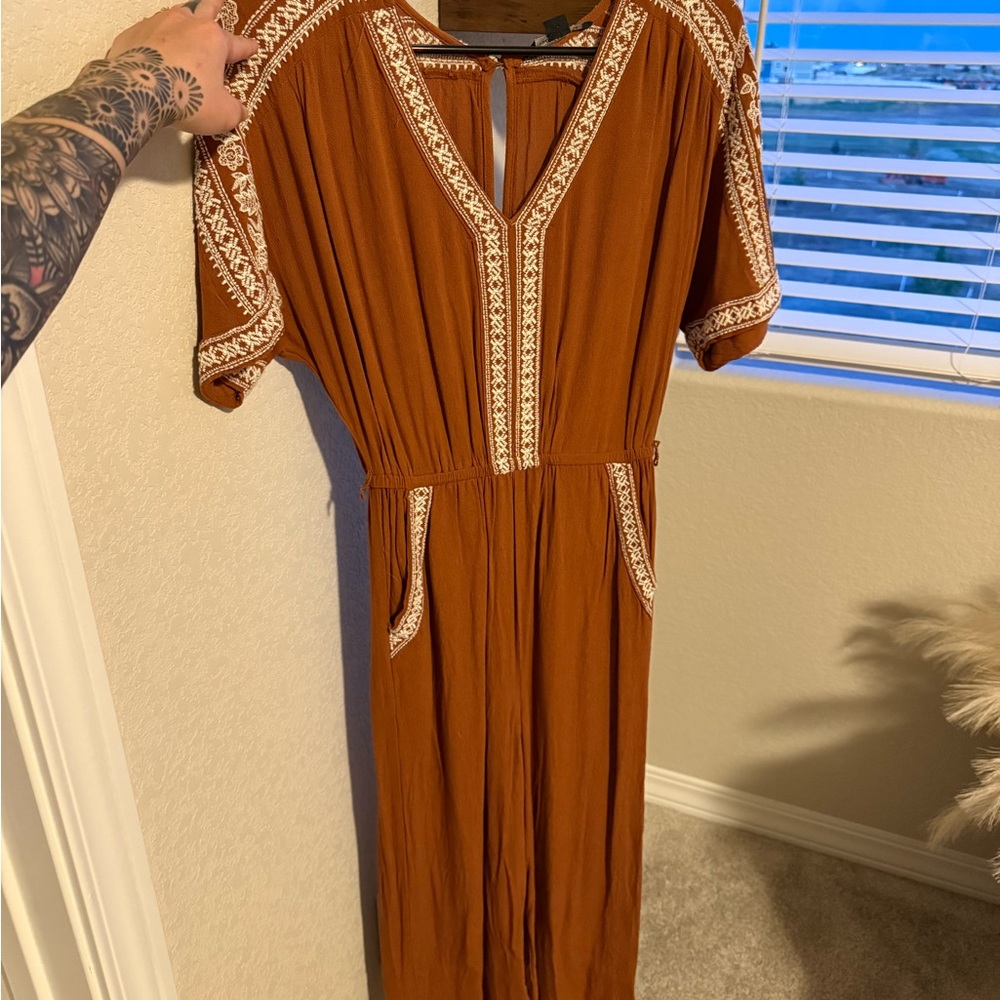 American Eagle Outfitters Burnt Orange Dolman Sleeve Jumpsuit